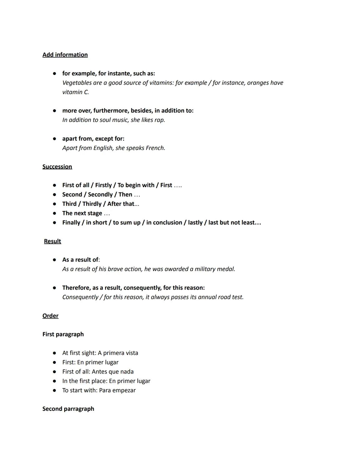 Linkers and connectors
LINKERS
Contrast
•
•
In spite of / Despite (Link two contrasting ideas. Followed by a noun phrase.)
Although (Even) t