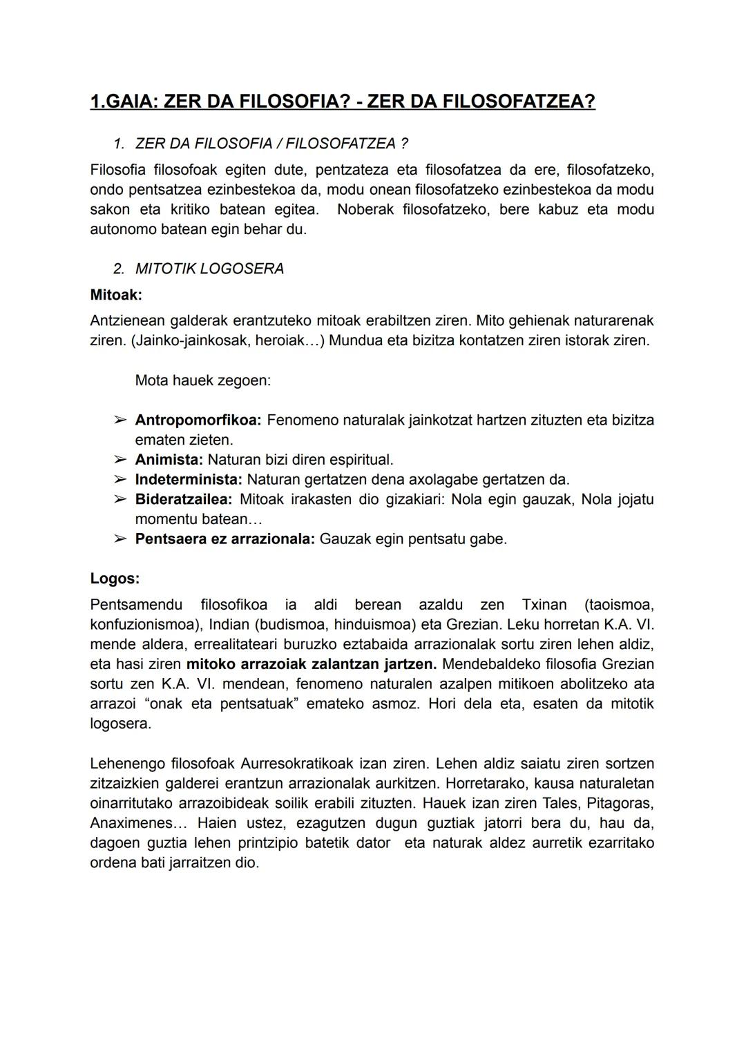 1.GAIA: ZER DA FILOSOFIA? - ZER DA FILOSOFATZEA?
1. ZER DA FILOSOFIA / FILOSOFATZEA ?
Filosofia filosofoak egiten dute, pentzateza eta filo