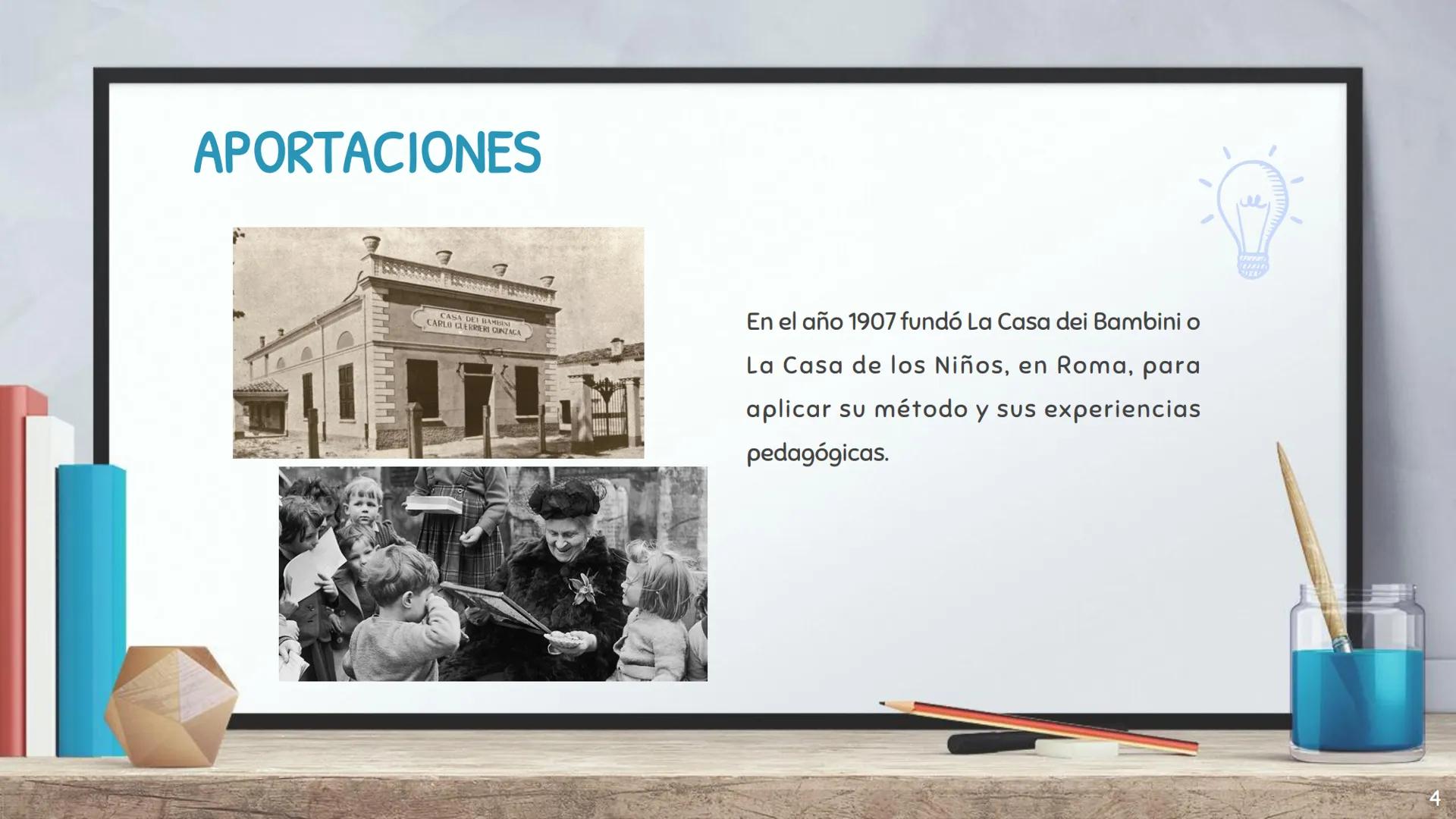 MARIA MONTESSORI ÍNDICE
1. Contexto............
2. Aportaciones........
3. Materiales..........
4. Metodología.............
5. Otros epígraf