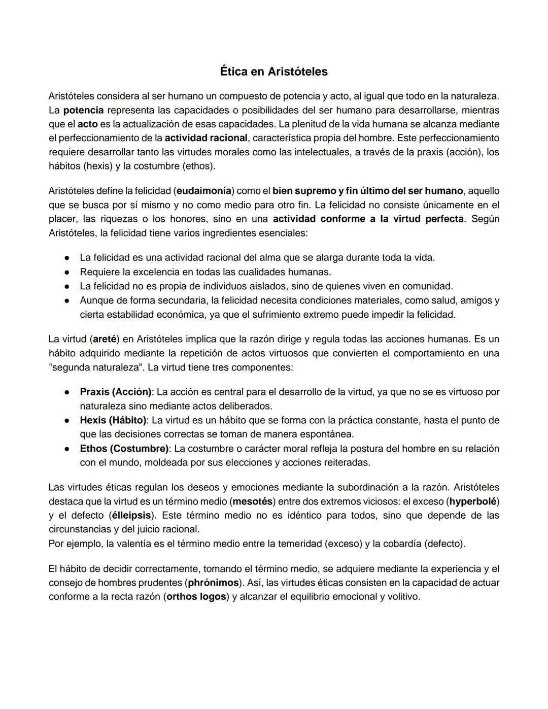 Ética en Aristóteles
Aristóteles considera al ser humano un compuesto de potencia y acto, al igual que todo en la naturaleza.
La potencia re