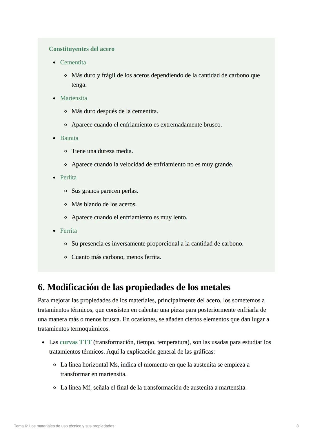 Tema 6: Los materiales de uso
técnico y sus propiedades
1. Clasificación de los materiales
Materiales naturales
Materiales artificiales
Mate