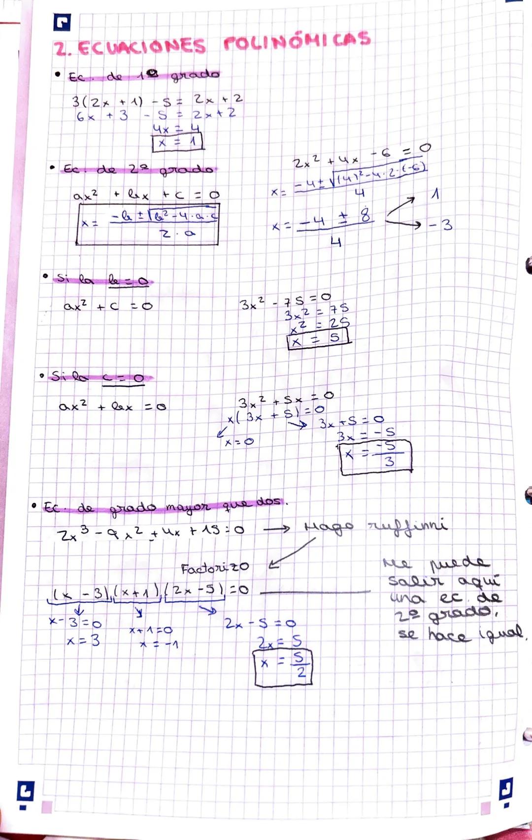 L
TEMA 2 y 3
1. REGLA DE RUFFINIY FACTORIZACION
P(x) : (x - al
13x5 - 4x4
3
3
x4 + 7x³
2
-3
1
- 1
-५
- 1
хи
1
1
-
ㅅ
ㅅ
1
1
3
18/
15x3+20x²
AS
