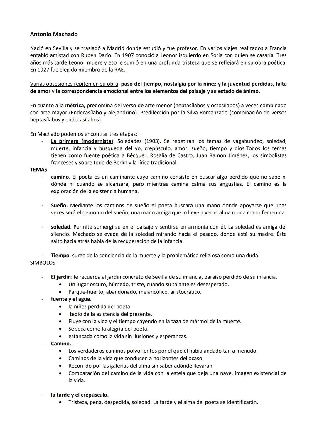Antonio Machado
Nació en Sevilla y se trasladó a Madrid donde estudió y fue profesor. En varios viajes realizados a Francia
entabló amistad