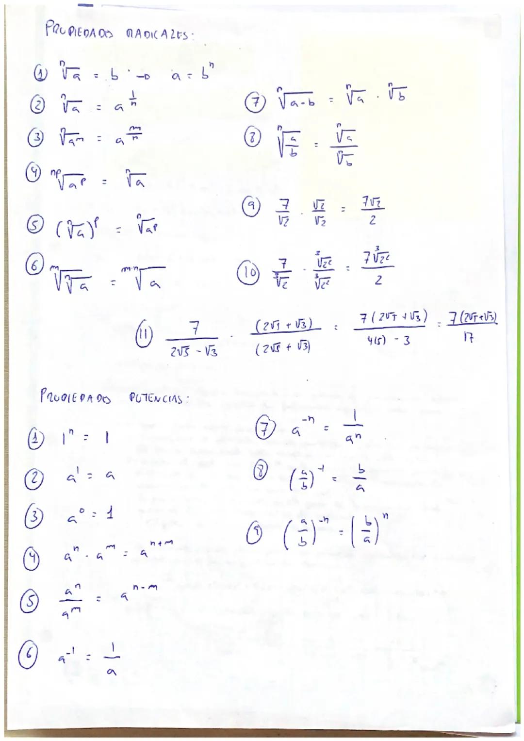 PRU PIEDA ORD MADICA2ts:
② in
(3) tam
mirae
⑤ (m)Y
:5'-0 a:
금
a
=
GM.
=
:
=
= 1
② : a
=
1
G
=
=
PROPIEDADO POTENCIAS:
(1) 1"
Ima
m
m
fa
ice