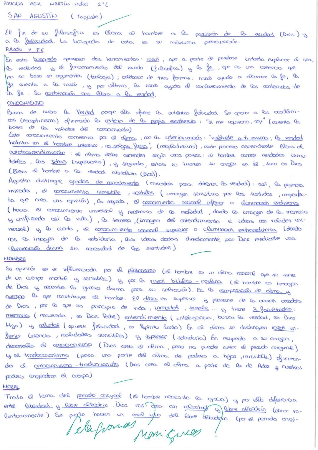 PATRICIA VIGIL MARTIN-DURO 2°E
SAN AGUSTIN (Tagaste)
El fin de su pilosapia es llevor of hombre a la posesión de & recdaal (Dios) y
a ca f
