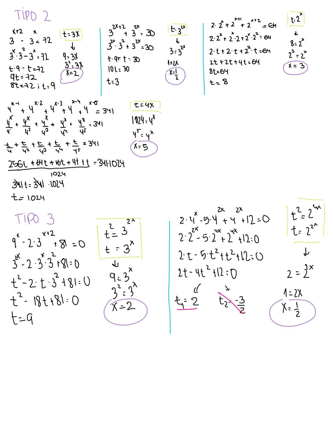 Ecuaciones polinómicas
De primer grado
S
4(x+1)= 9
3
→ 9X - 81-8
6
6
9X-8X=5418
→X=62%
Bicuadradas
a+bx+c.o
ej x²-3x²-9₂0
54
6
3
8
m.c.m
(2,