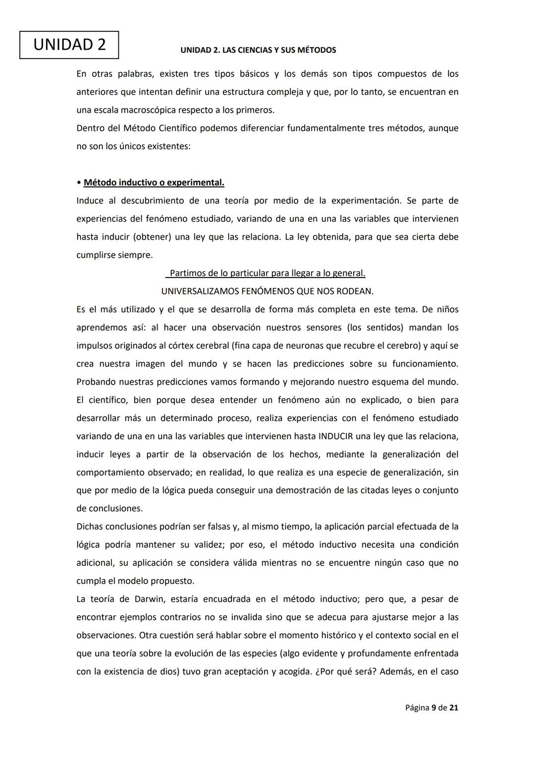 Ciencias
Experimentales
UNIDAD 2. LAS CIENCIAS Y SUS MÉTODOS UNIDAD 2
ÍNDICE
1. Introducción
2. El trabajo de laboratorio
3. El Método Cient