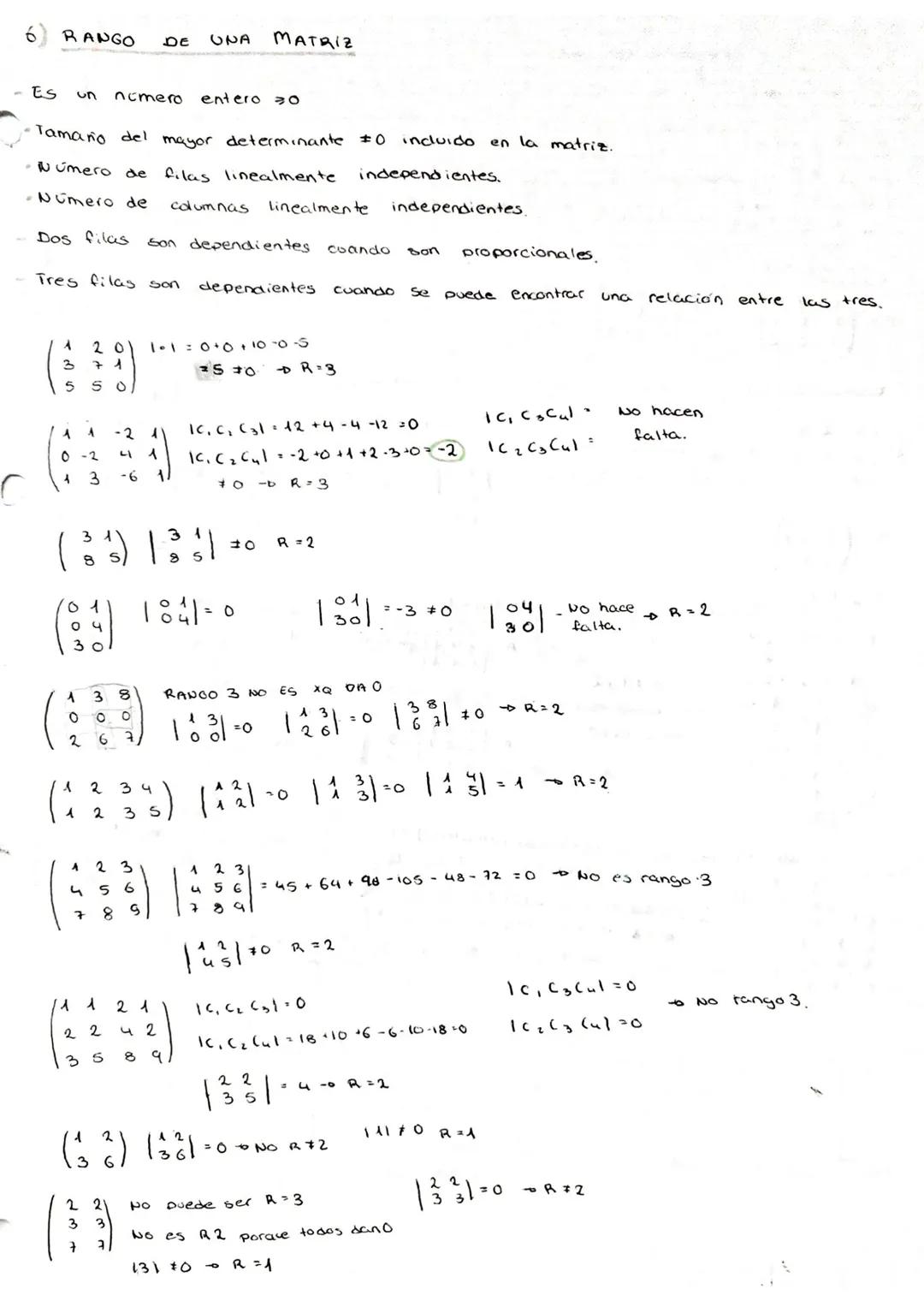 - Es
RANGO DE UNA
número entero
·Tamaño del mayor determinante #0
Número de
filas linealmente
- Número de
columnas linealmente
Dos filas
Tre