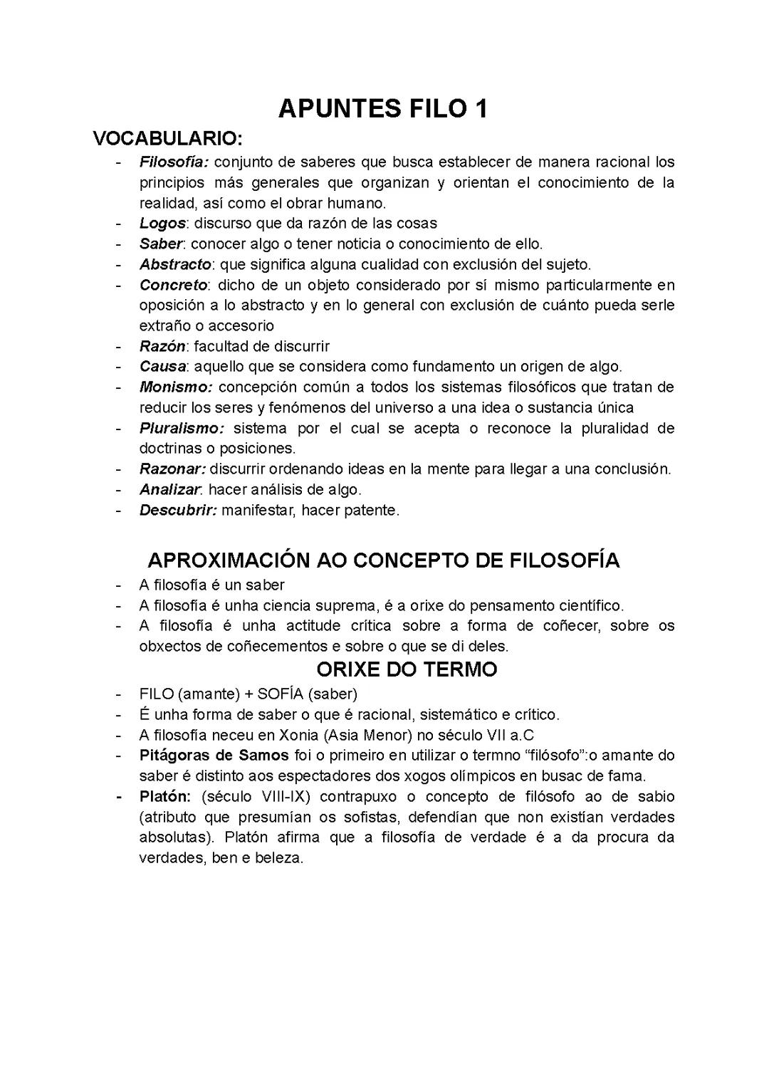 APUNTES FILOSOFÍA (¿QUE ES LA FILOSOFÍA?) 1BACH (EDEBÉ)en gallego