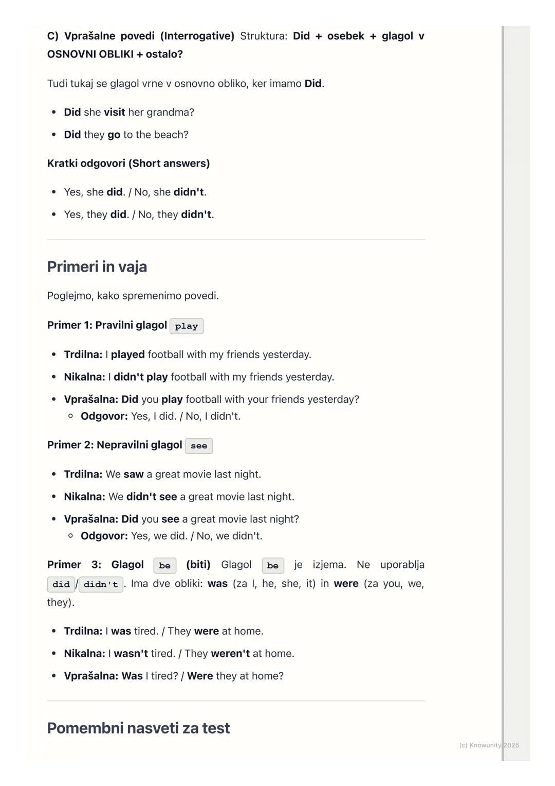 # Pretekli čas (Past Simple)
Pretekli čas: Past Simple
To je čas, ki ga uporabljamo za dejanja, ki so se začela in končala v
preteklosti.