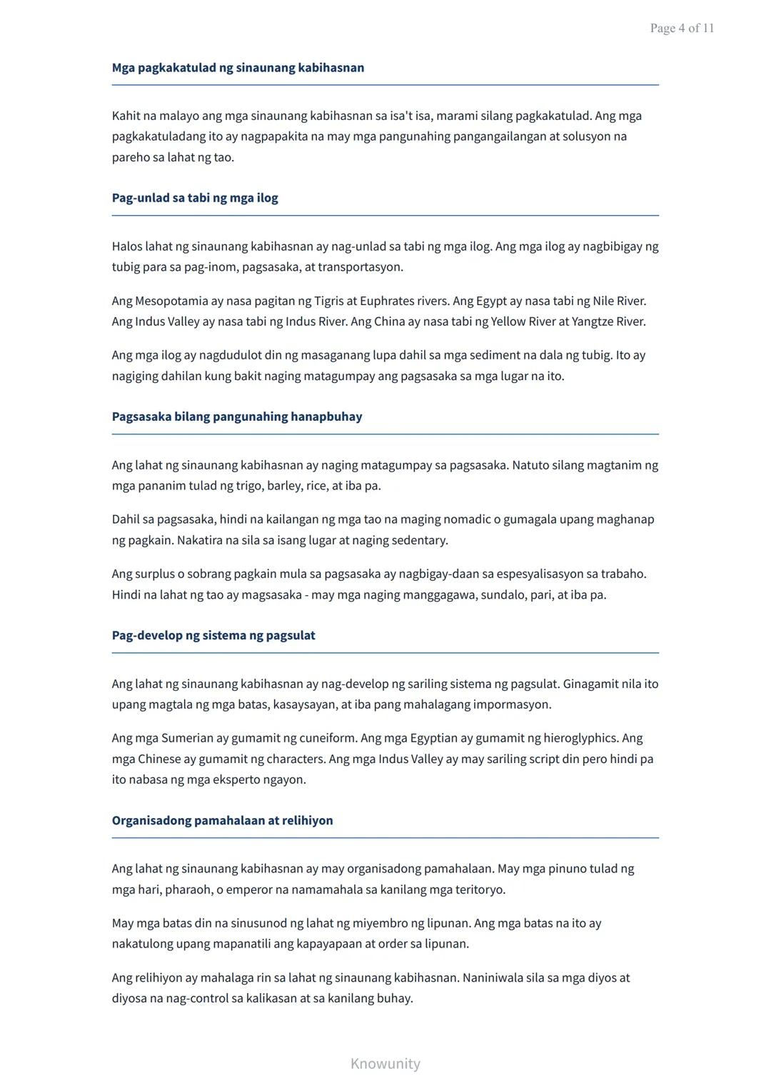 # Sinauang Kabihasnan ng Daigdig: Pagkakatulad at Pagkakaiba
Pag-aaral ng mga sinauang kabihasnan at kanilang mga katangian
## Mga Layunin