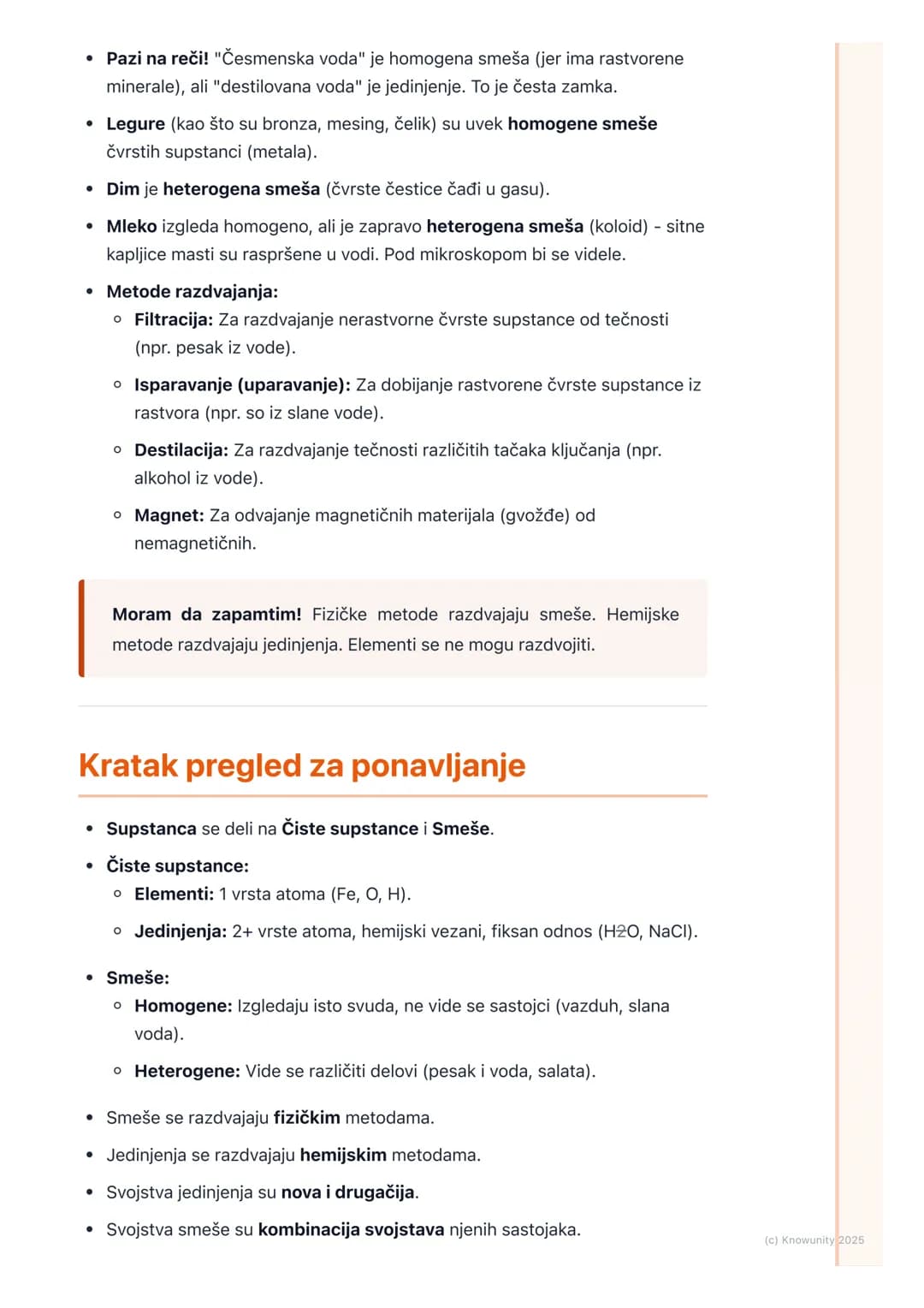 # Smeše i čiste supstance
Uvod i osnovni pojmovi
Sve oko nas je napravljeno od materije. Materija ima masu i zauzima prostor. U
hemiji, ma