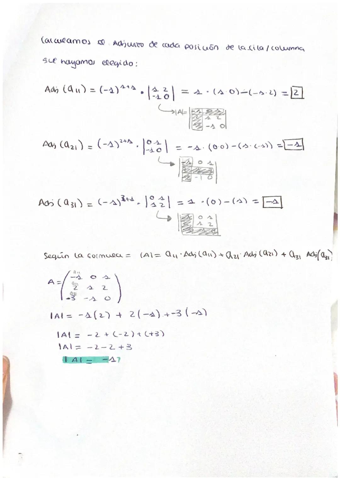 DETERMINANTES!
• Solo en marrices madradas (2x2), (3x3).
au 912/
-1 = |a21
an el
1A1 = ass a₂2 - A21 A12.
|A|
azı ar
A = (33) - IAI = | = (4