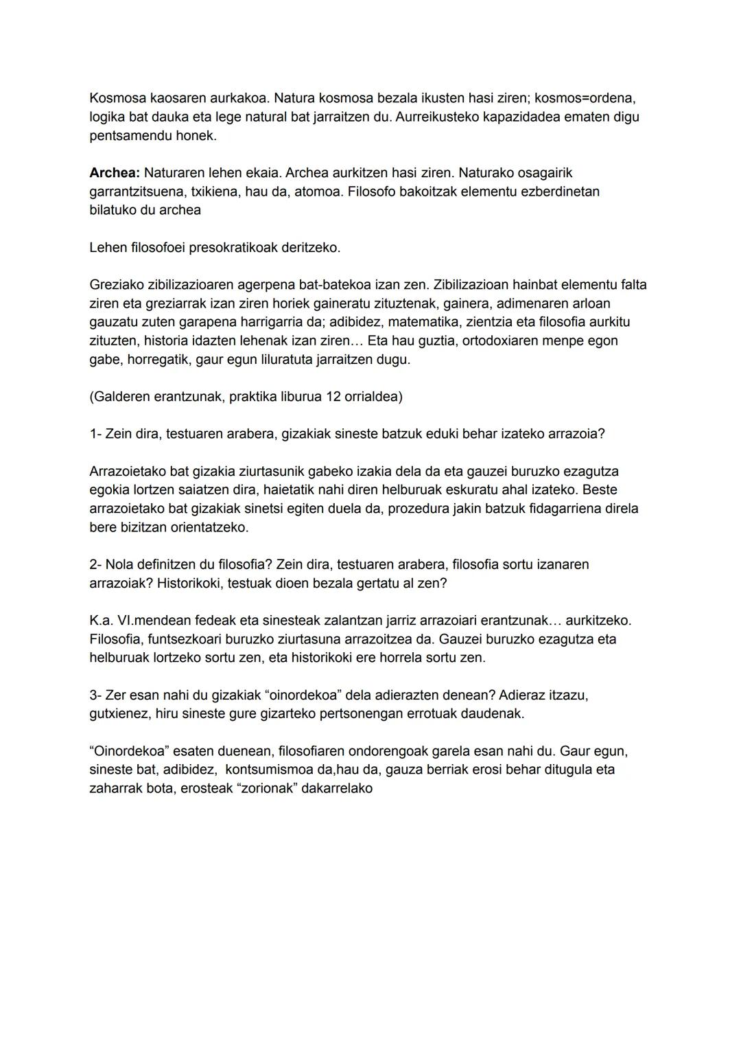 # FILOSOFIA
# PENTSAMENDU ARKAΙΚΟΑ
Gizakiei milaka urtetan munduan orientatzeko ahalbidetu zien pentsamoldea da
Lehen natura mito eta mit