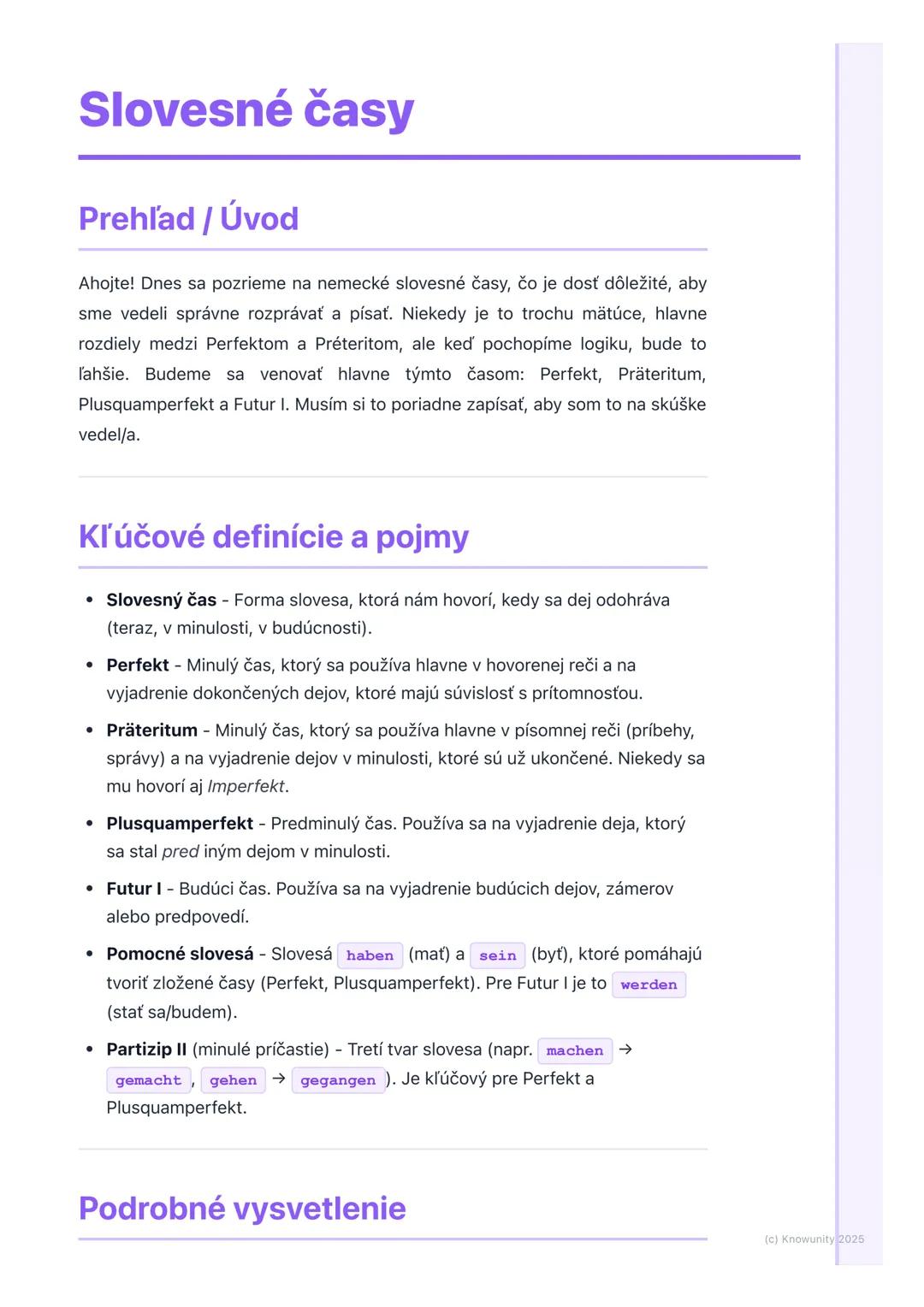 # Slovesné časy
Prehľad / Úvod
Ahojte! Dnes sa pozrieme na nemecké slovesné časy, čo je dosť dôležité, aby
sme vedeli správne rozprávať a