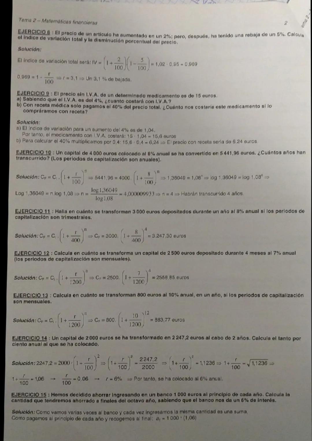 Tema 2-Matemáticas financieras
# TEMA 2 - MATEMÁTICAS FINANCIERAS
EJERCICIO 1: Por un articulo que estaba rebajado un 12% hemos pagado 26,