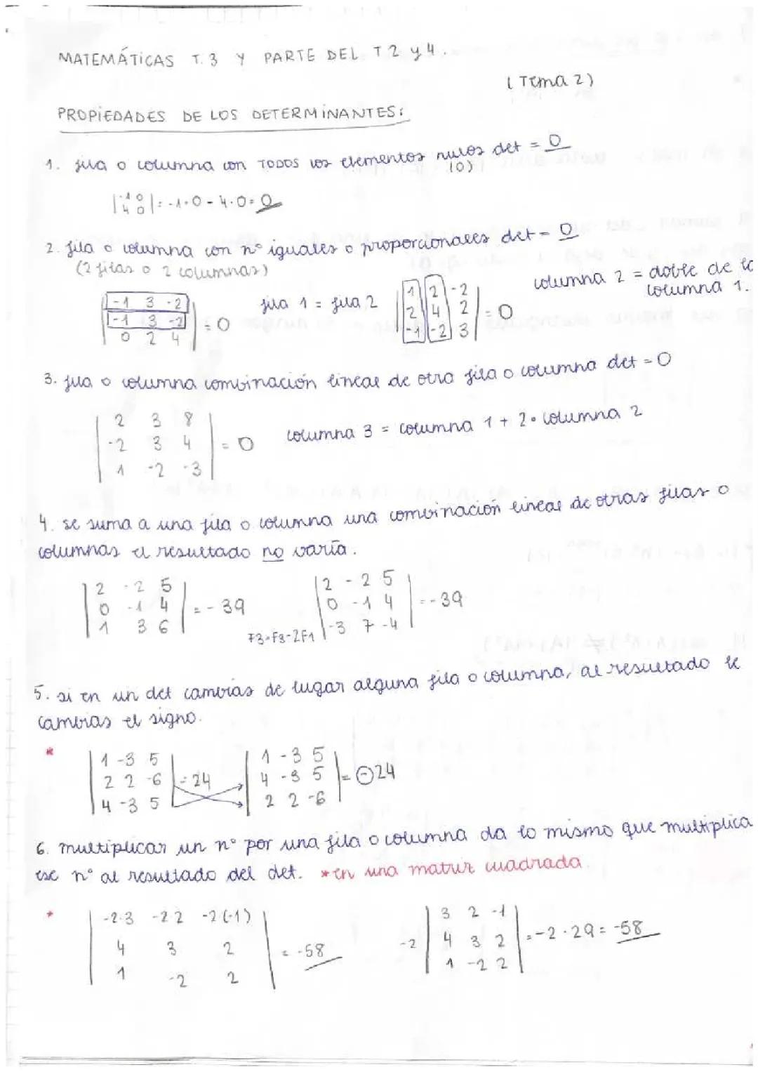 Propiedades de los determinantes