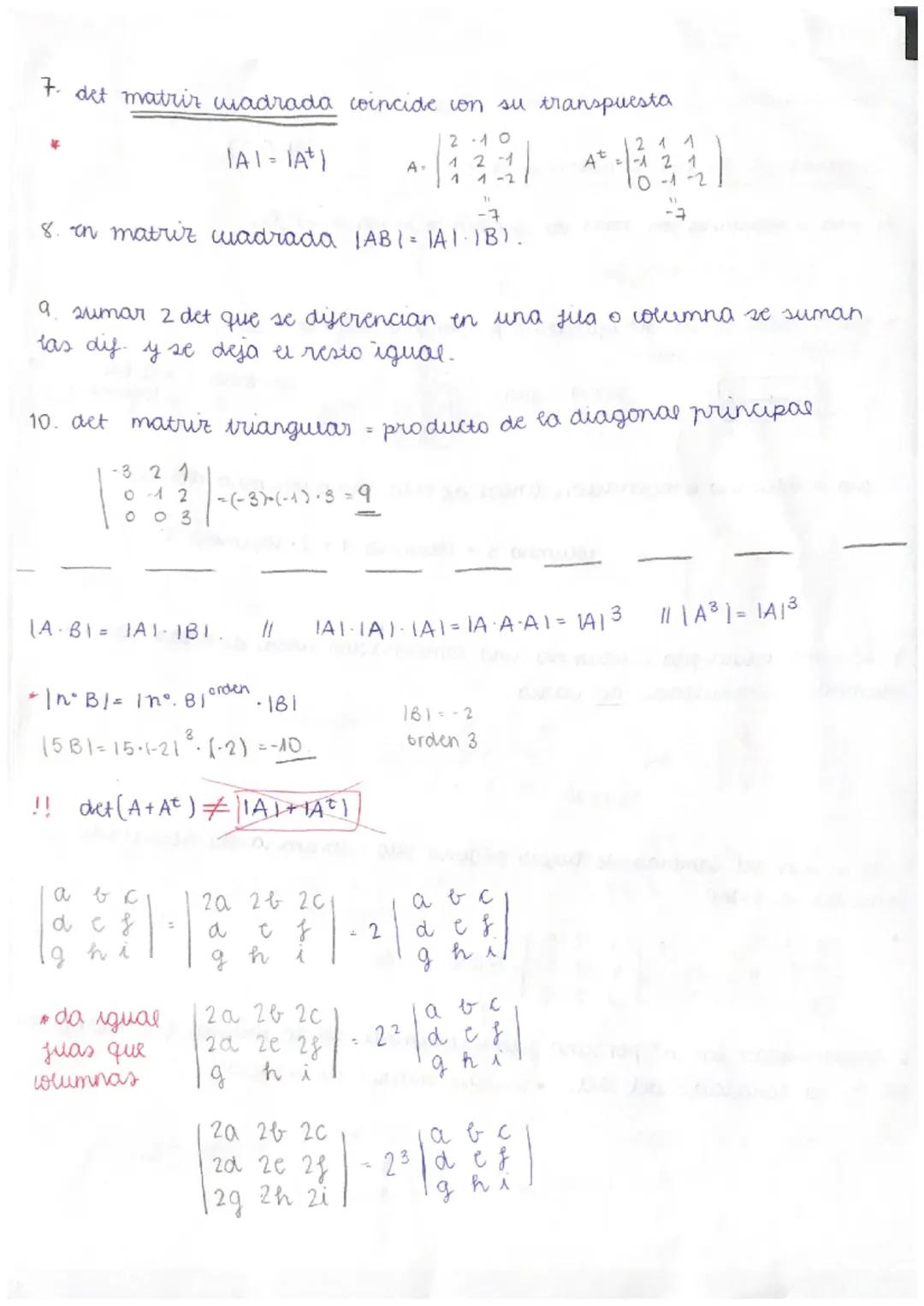MATEMÁTICAS T. 3 Y PARTE DEL T2 y 4.
PROPIEDADES DE LOS DETERMINANTES:
1. siva o columna con TODOS los elementos nulos det =
으
1481-1-0-4-0