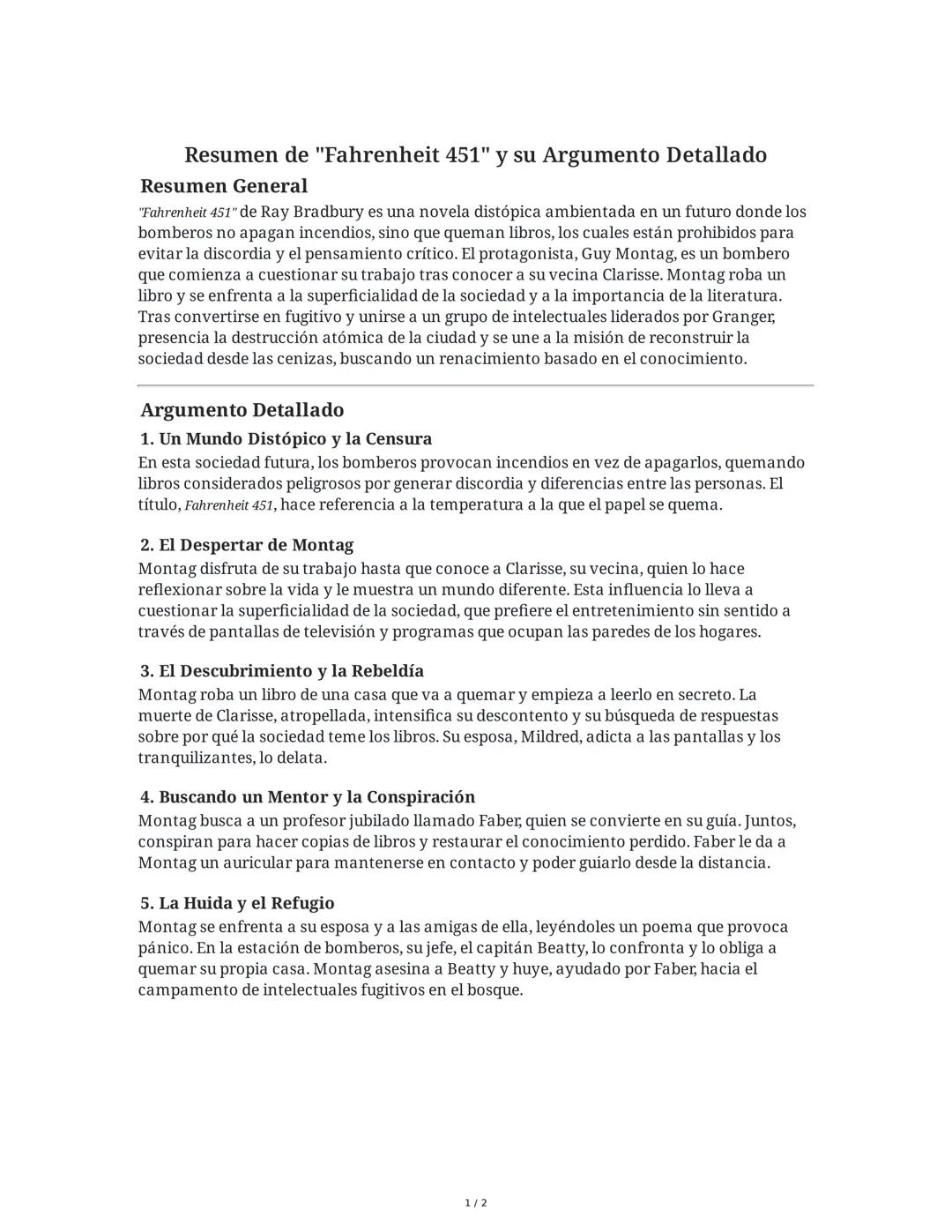 Fahrenheit 451: Resumen y Argumento