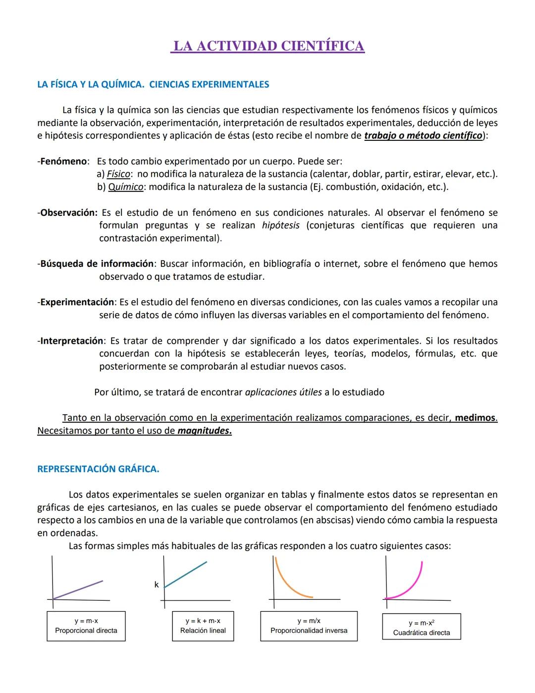 LA FÍSICA Y LA QUÍMICA. CIENCIAS EXPERIMENTALES
La física y la química son las ciencias que estudian respectivamente los fenómenos físicos y