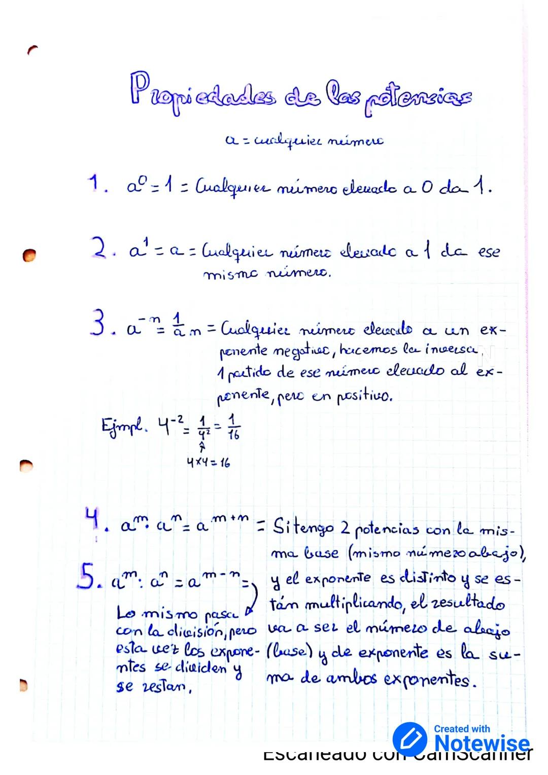 D
# Propiedades de las potensias
$a$ = cualquier neimere
1. $a^0 = 1$ = Cualquier número elevado a 0 da 1.
2. $a^1 = a$ = Cualquier núm