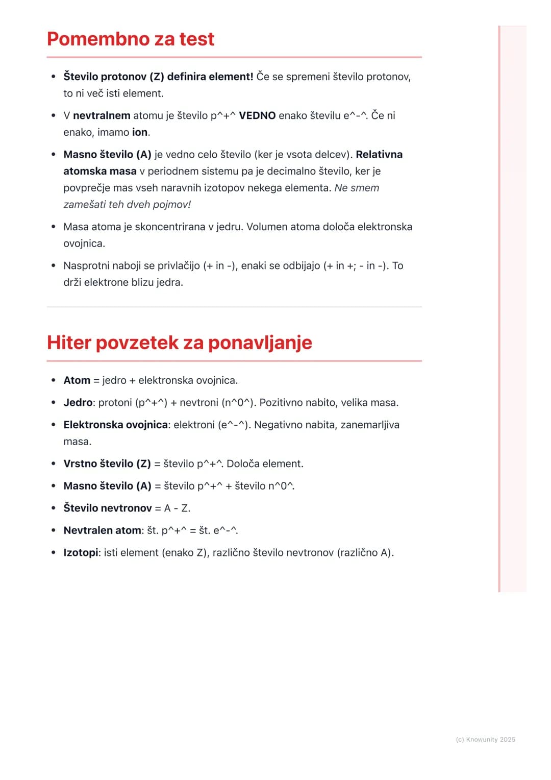 # Zgradba atoma
## Osnove zgradbe atoma
Atom je osnovni gradnik snovi. Vse okoli nas je sestavljeno iz atomov. Zgradba
atoma določa, kako