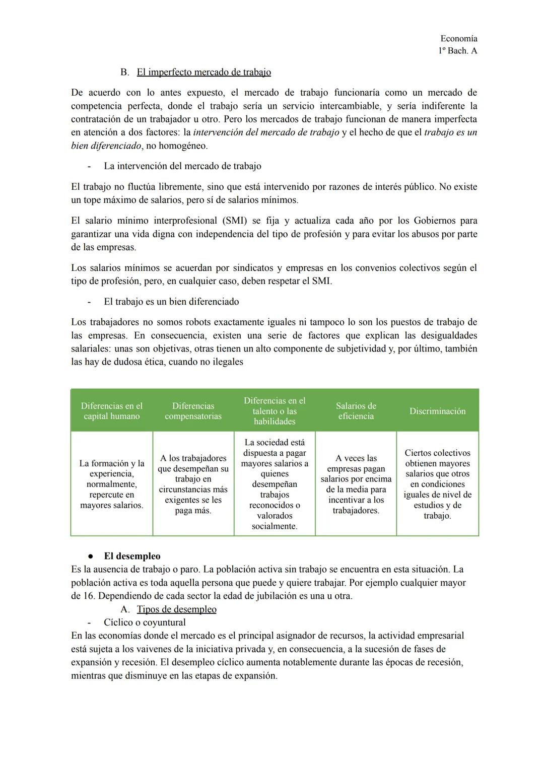 El mercado de trabajo
TEMA 6
El mercado de trabajo
Economía
1º Bach. A
El salario es la remuneración del trabajo prestado por cuenta ajena.