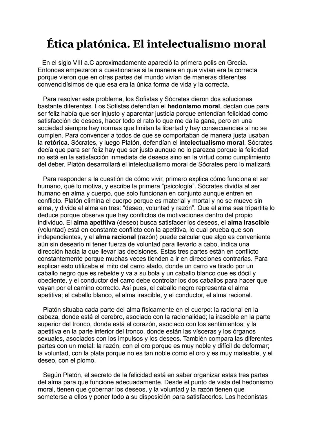 Ética platónica. El intelectualismo moral
En el siglo VIII a.C aproximadamente apareció la primera polis en Grecia.
Entonces empezaron a cue