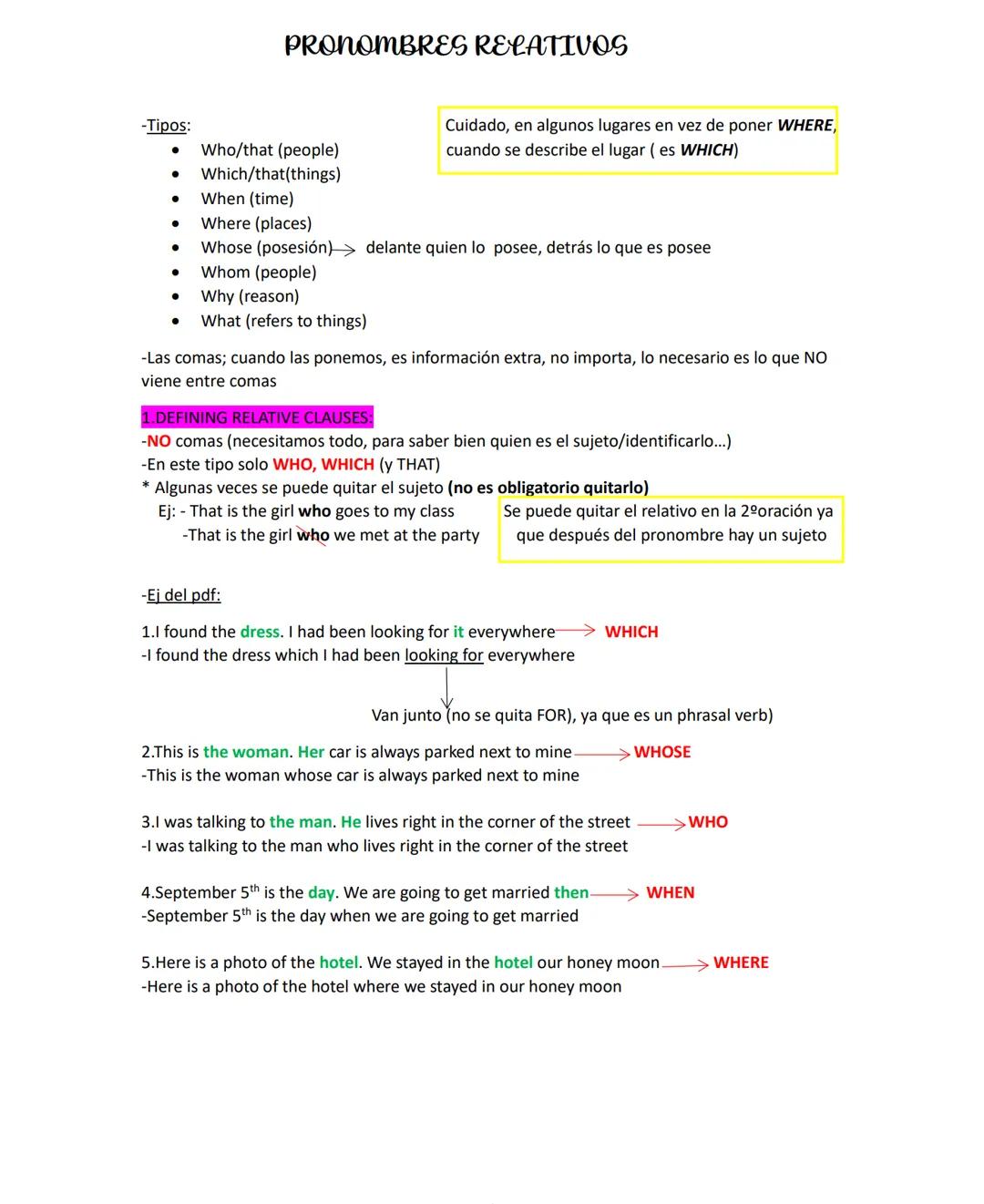 8. Pronombres relativos