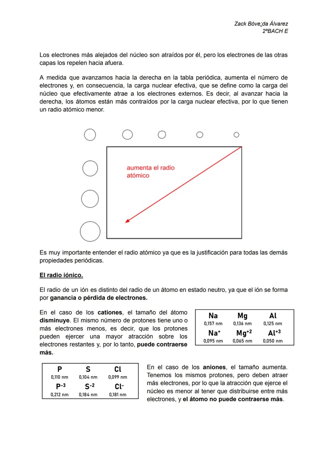 Química T2
Propiedades periódicas
Zack Bóveda Álvarez
2°BACH E
Ley periódica: Las propiedades de los elementos químicos no son arbitrarias,