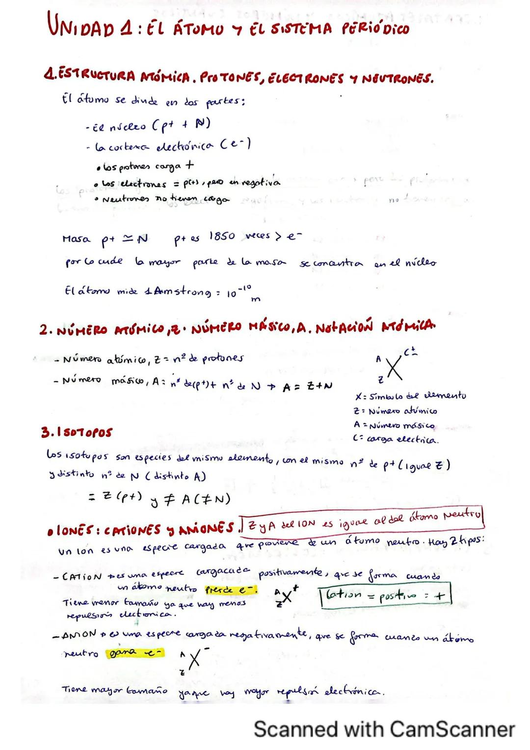 UNIDAD 1: EL ÁTOMO Y EL SISTEMA PERIÓDICO
4. ESTRUCTURA ATÓMICA. PROTONES, ELECTRONES Y NEUTRONES.
El átumo se dinde en dos partes:
- El nú