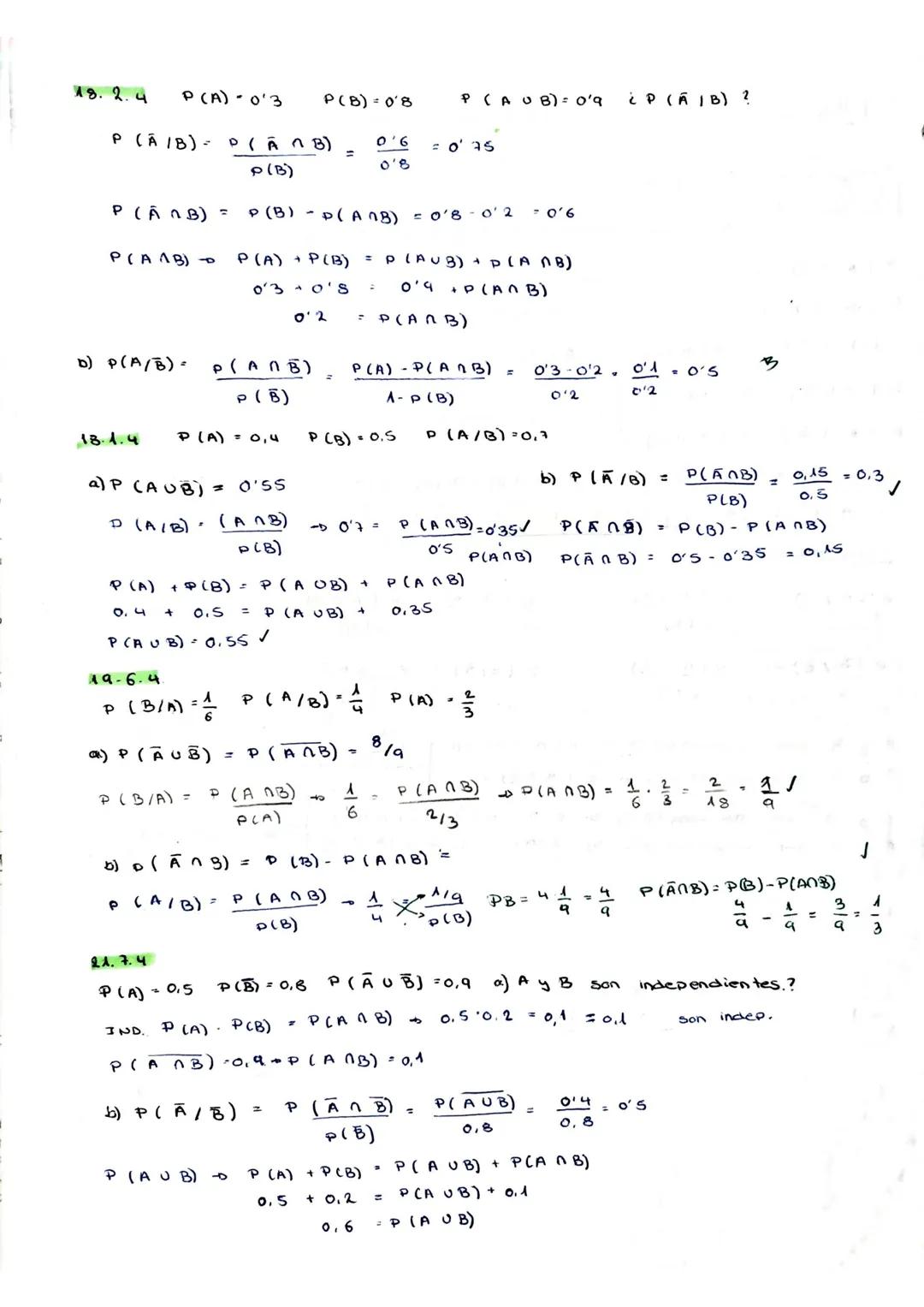 13) PROBABILIDAD
A - B
B-A =
P ( A 1 8) intersección ocurren las das.
P (A UB)- unión -ocurre
alguno de los dos.
P (A) → P(B) = P(AUB)
P (AU