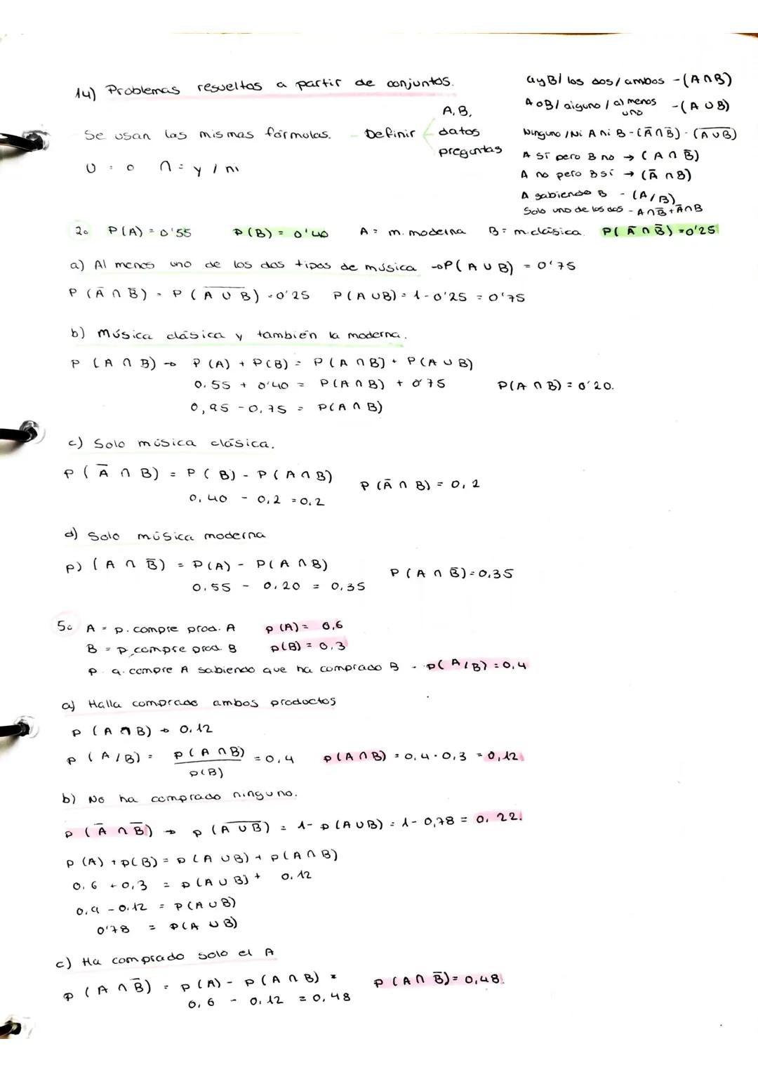 13) PROBABILIDAD
A - B
B-A =
P ( A 1 8) intersección ocurren las das.
P (A UB)- unión -ocurre
alguno de los dos.
P (A) → P(B) = P(AUB)
P (AU