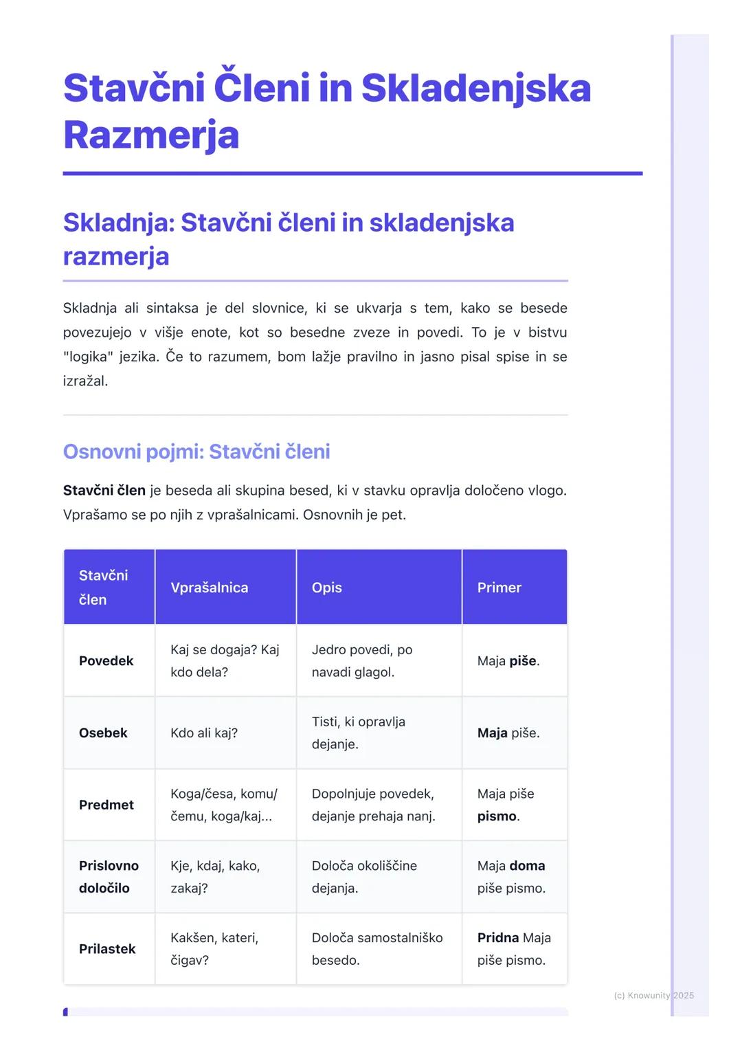 # Stavčni Členi in Skladenjska
Razmerja
Skladnja: Stavčni členi in skladenjska
razmerja
Skladnja ali sintaksa je del slovnice, ki se ukvar