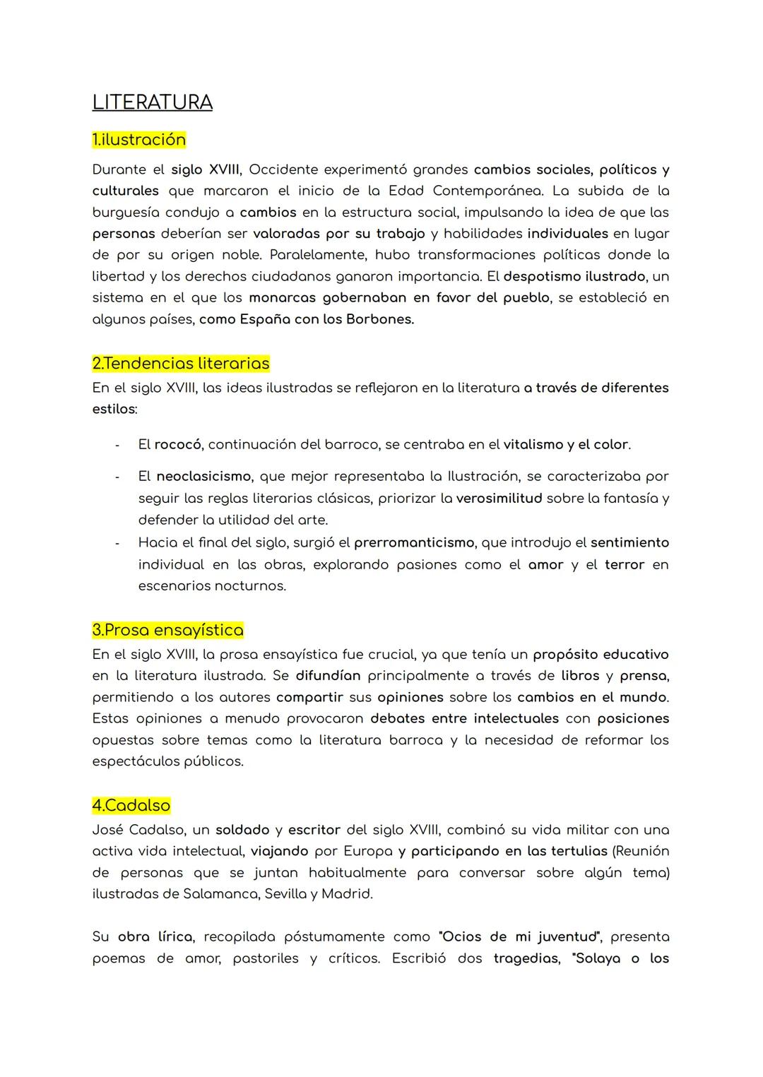 LITERATURA
1.ilustración
Durante el siglo XVIII, Occidente experimentó grandes cambios sociales, políticos y
culturales que marcaron el inic
