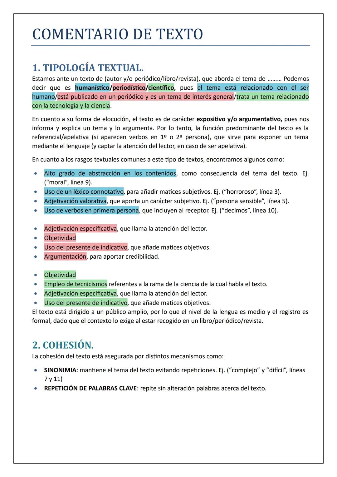 Comentario de texto 2º Bachillerato