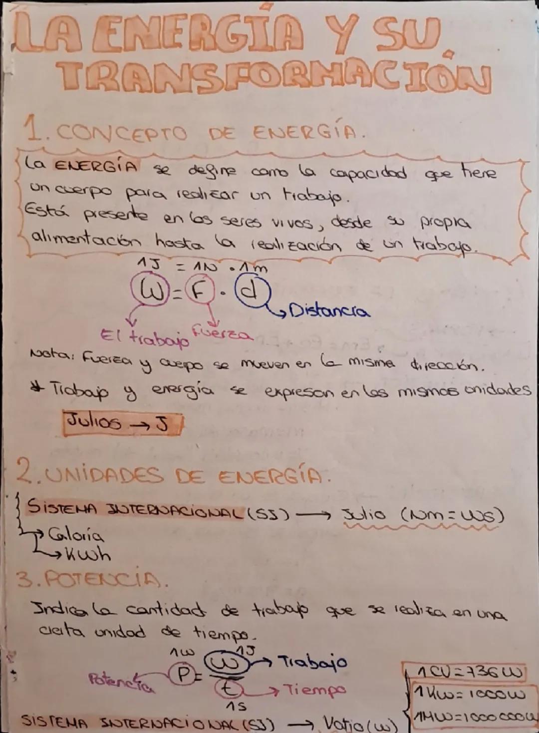 # LA ENERGIA Y SU
TRANSFORMACIÓN
1. CONCEPTO DE ENERGÍA.
La ENERGÍA se define como la capacidad que tiene
un cuerpo para realizar un traba