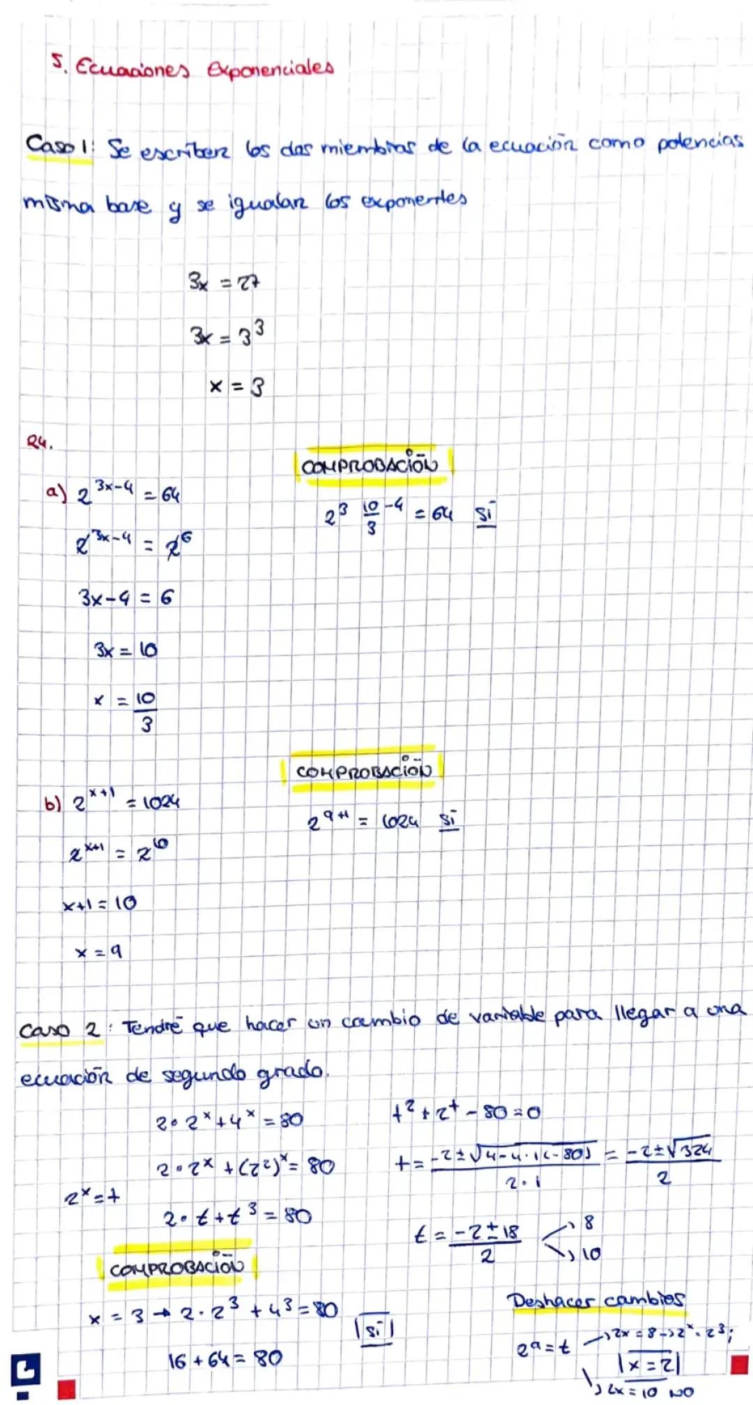 Ecuaciones exponenciales