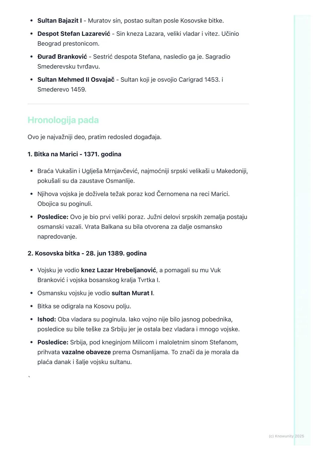 # Pad srpskih država i
despotovine
Uvod u pad srpskih država
Posle smrti cara Dušana, njegovo veliko carstvo je počelo da slabi i da se
ra