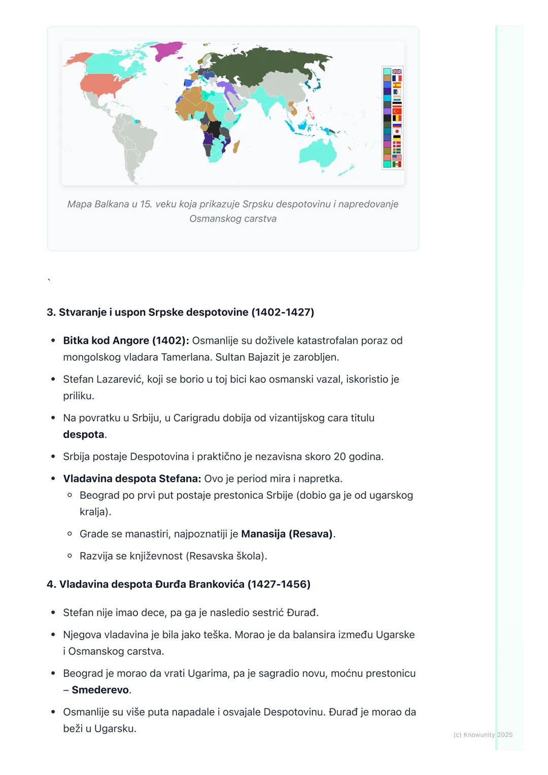 # Pad srpskih država i
despotovine
Uvod u pad srpskih država
Posle smrti cara Dušana, njegovo veliko carstvo je počelo da slabi i da se
ra