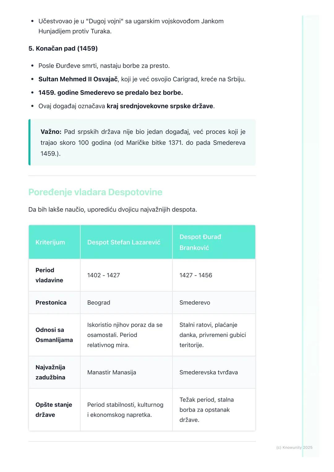 # Pad srpskih država i
despotovine
Uvod u pad srpskih država
Posle smrti cara Dušana, njegovo veliko carstvo je počelo da slabi i da se
ra