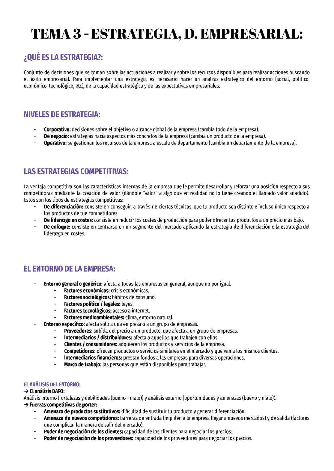 Tema 3: la estrategia y el desarrollo empresarial