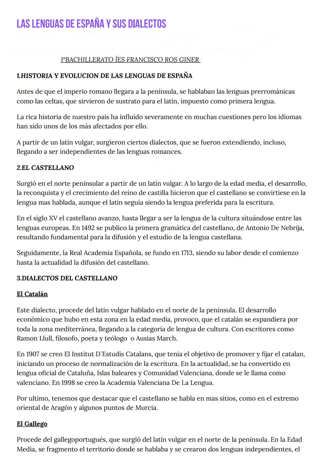 LAS LENGUAS DE ESPAÑA Y SUS DIALECTOS
1ºBACHILLERATO ÍES FRANCISCO ROS GINER
1.HISTORIA Y EVOLUCION DE LAS LENGUAS DE ESPAÑA
Antes de que el