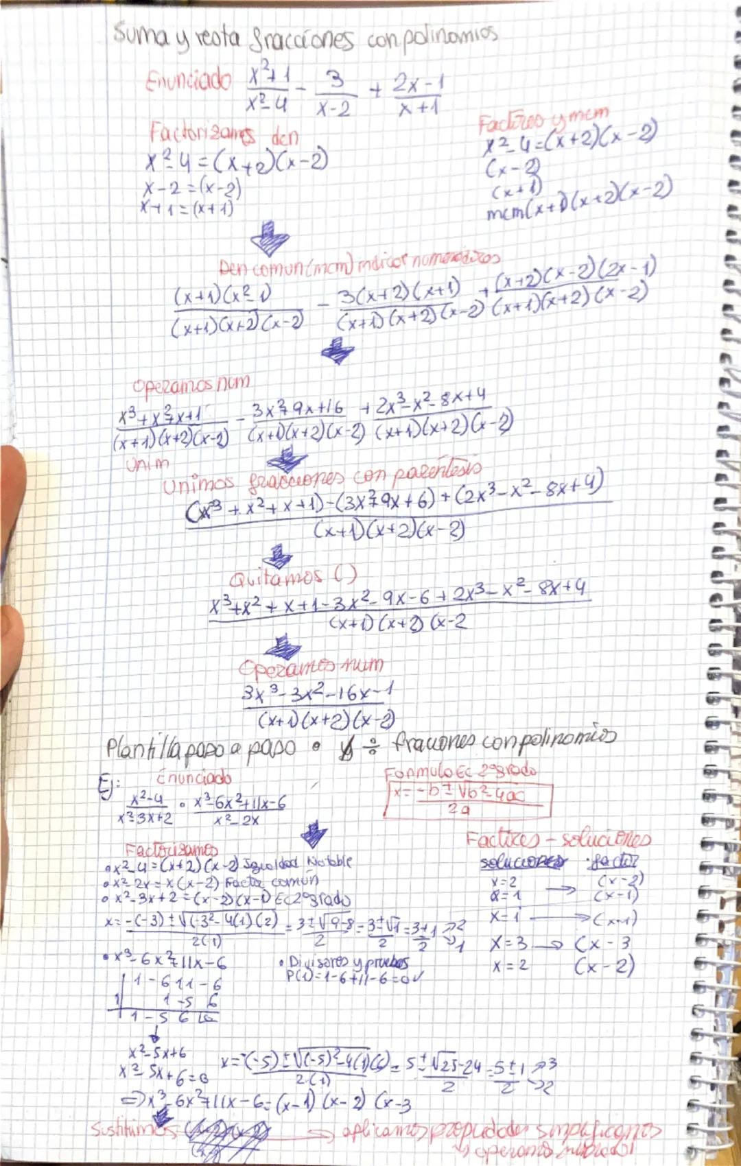 Simplification fracciones con polinomios Plantilla paso a poso
Enunciado
X3-6x+11x-6
Formula EC 2° grado
x = - b = √b² 4 ac
20
Factores soll