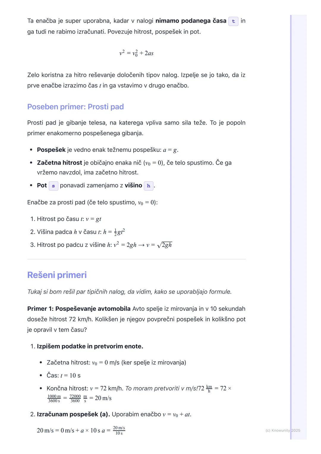 # 2.4. Enakomerno pospešeno
gibanje
Kaj je enakomerno pospešeno gibanje?
To je gibanje, pri katerem se hitrost telesa spreminja enakomerno