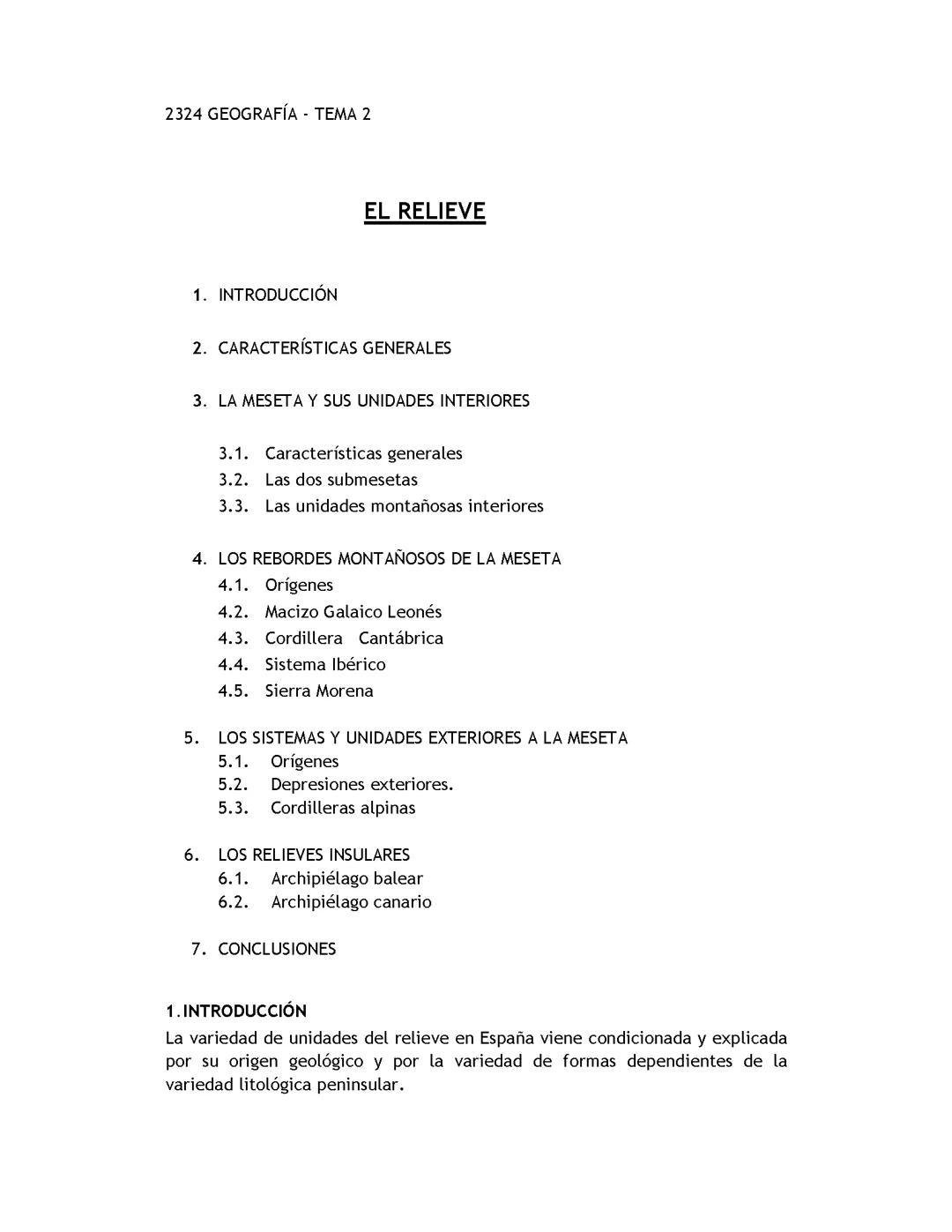 TEMA 2 EL RELIEVE (EBAU ANDALUCÍA )