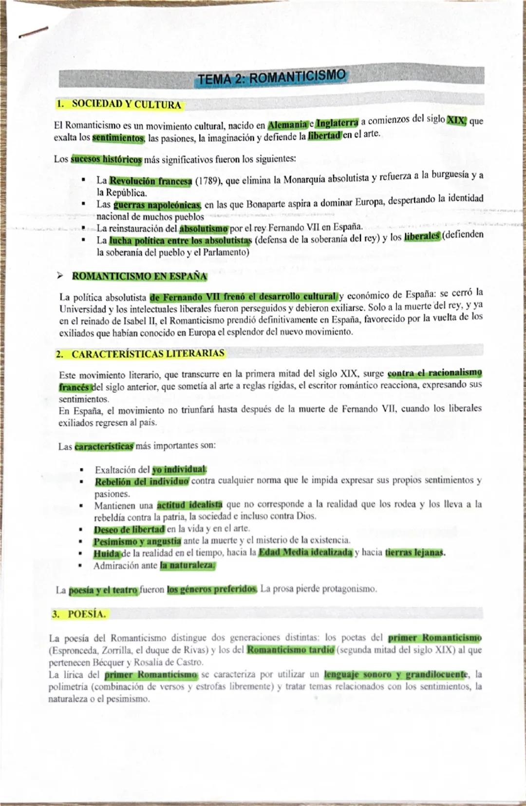 1. SOCIEDAD Y CULTURA
TEMA 2: ROMANTICISMO
El Romanticismo es un movimiento cultural, nacido en Alemania e Inglaterra a comienzos del siglo