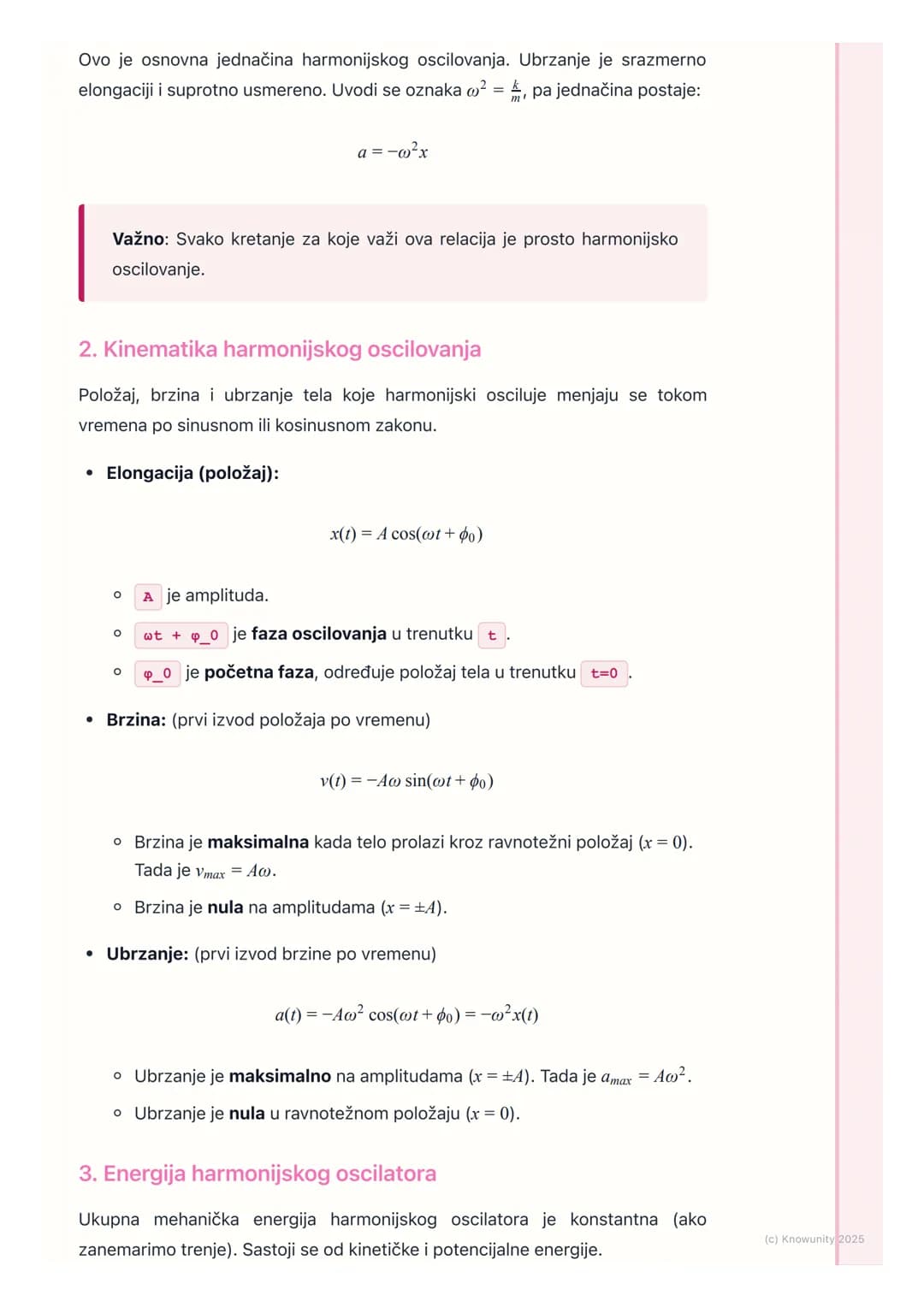 # Harmonijsko oscilovanje
Uvod u harmonijsko oscilovanje
Oscilacije su periodična kretanja tela oko ravnotežnog položaja. Harmonijsko
osci