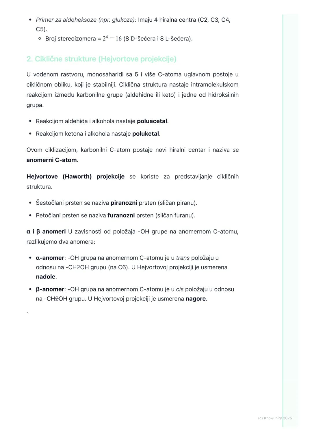 # Monosaharidi
## Opšte karakteristike monosaharida
Monosaharidi su najprostiji ugljeni hidrati. Ne mogu se hidrolizom razložiti na
prosti