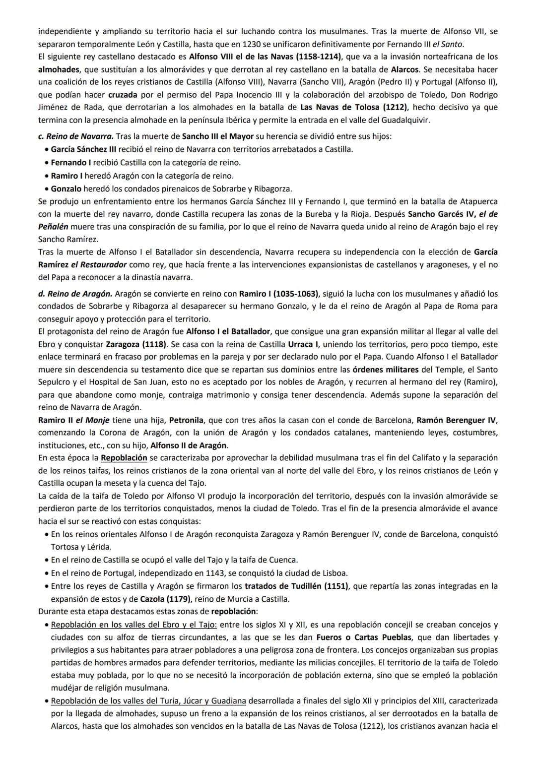 # 4. LOS REINOS CRISTIANOS DE LA RECONQUISTA HASTA EL SIGLO XIII.
RECONQUISTA Y REPOBLACIÓN.
I. Los reinos cristianos en el proceso de Reco